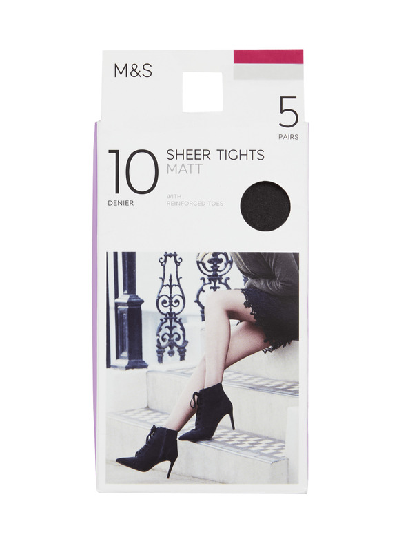 Marks & Spencer Tmavosivé dámske pančuchové nohavice 10 DEN, 5 párov v balení Marks & Spencer