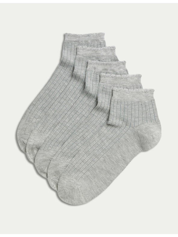Marks & Spencer 5 párov bezšvových členkových ponožiek Marks & Spencer sivých