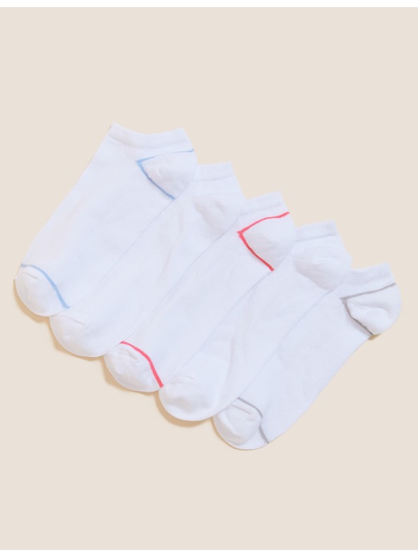 Marks & Spencer Súprava piatich párov bielych dámskych ponožiek Marks & Spencer