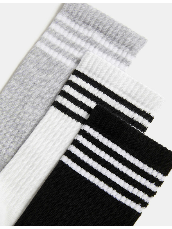 Marks & Spencer Súprava troch párov dámskych ponožiek v čiernej, bielej a sivej farbe Marks & Spencer