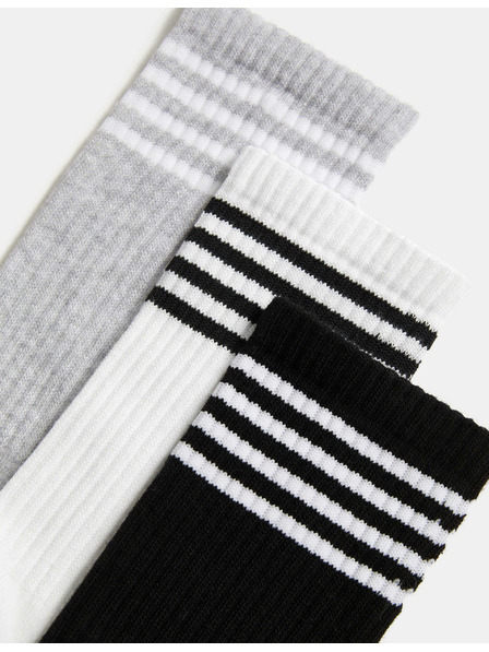 Marks & Spencer Súprava troch párov dámskych ponožiek v čiernej, bielej a sivej farbe Marks & Spencer