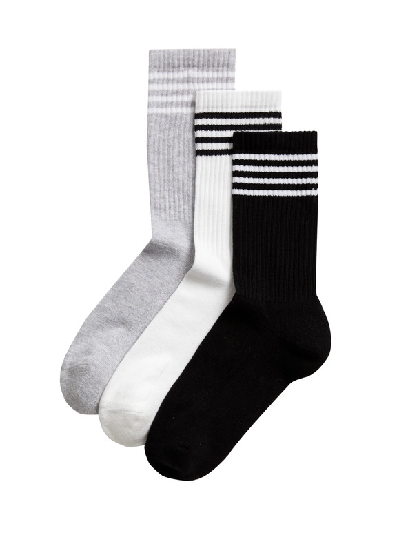 Marks & Spencer Súprava troch párov dámskych ponožiek v čiernej, bielej a sivej farbe Marks & Spencer