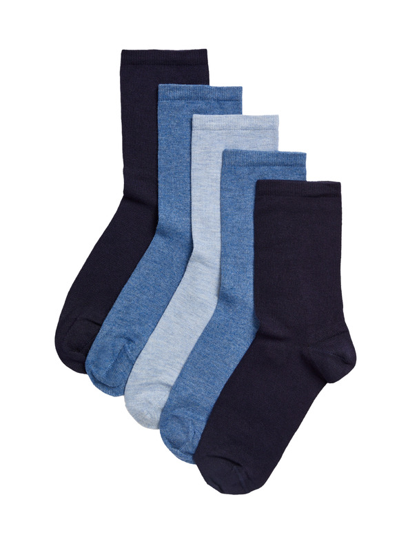 Marks & Spencer Súprava piatich párov dámskych ponožiek v modrej farbe Marks & Spencer