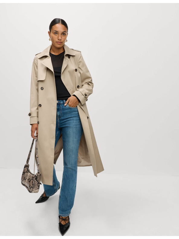 Marks & Spencer Béžový dámsky dlhý kabát s opaskom Marks & Spencer