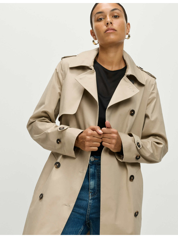 Marks & Spencer Béžový dámsky dlhý kabát s opaskom Marks & Spencer