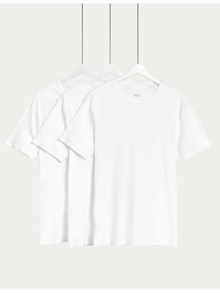Marks & Spencer Súprava troch bielych pánskych tričiek Marks & Spencer