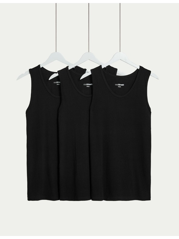 Marks & Spencer Súprava troch základných pánskych tričiek v čiernej farbe s technológiou Cool & Fresh™ Marks & Spencer