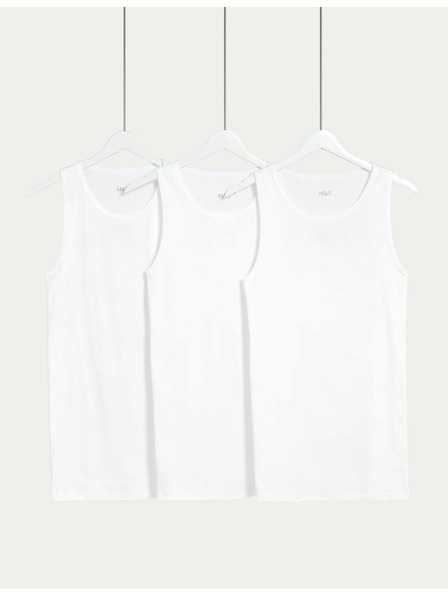 Marks & Spencer Súprava troch bielych pánskych tričiek Marks & Spencer