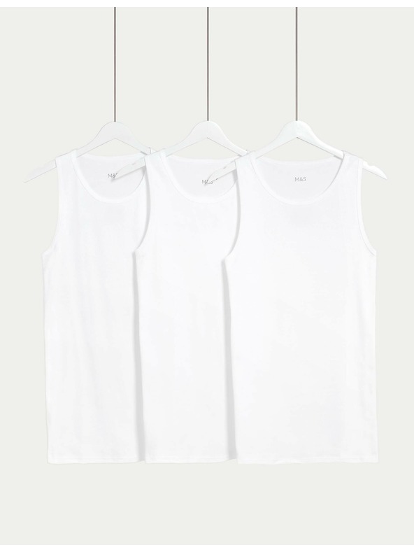 Marks & Spencer Súprava troch bielych pánskych tričiek Marks & Spencer