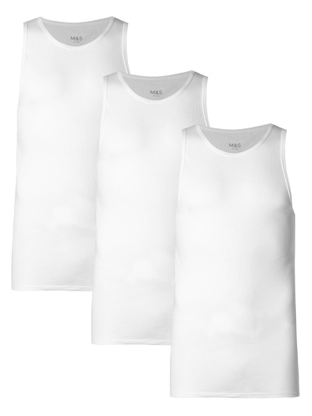 Marks & Spencer Súprava troch bielych pánskych tričiek Marks & Spencer