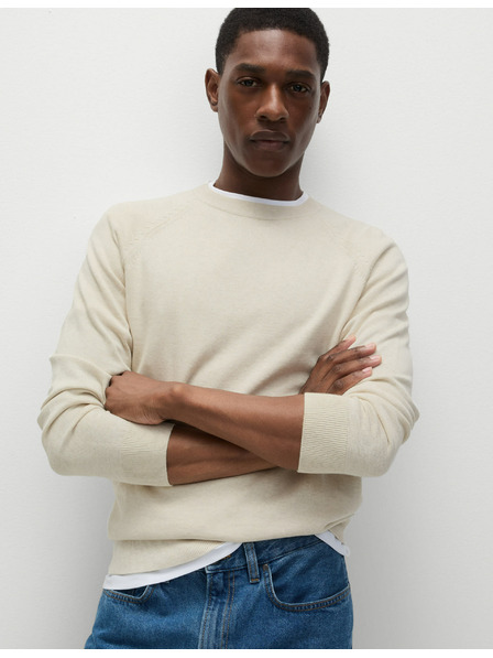 Marks & Spencer Sveter s výstrihom z čistej bavlny Marks & Spencer off-white