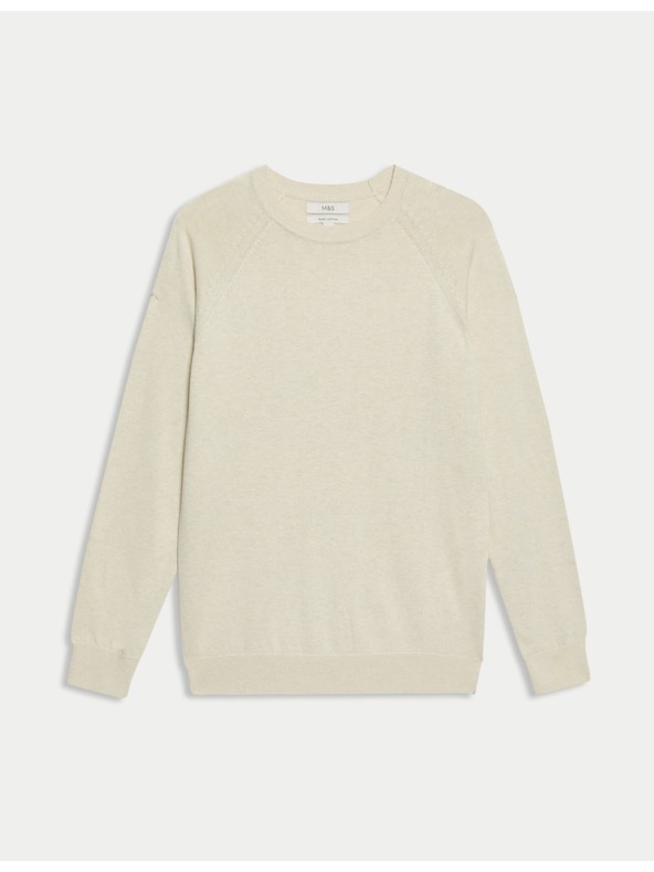 Marks & Spencer Sveter s výstrihom z čistej bavlny Marks & Spencer off-white