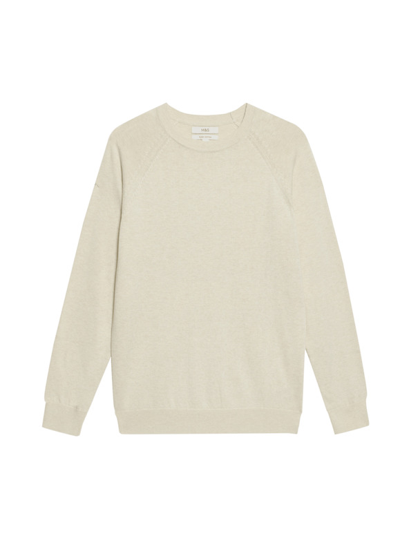 Marks & Spencer Sveter s výstrihom z čistej bavlny Marks & Spencer off-white