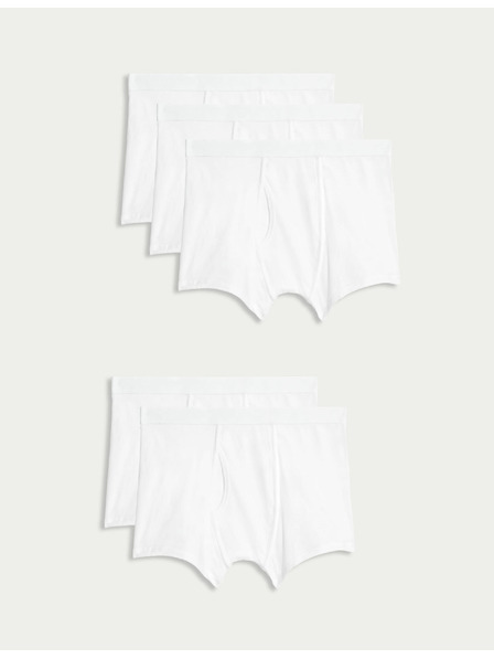 Marks & Spencer Strečové bavlnené šortky s technológiou Cool & Fresh™, 5 ks Marks & Spencer biele