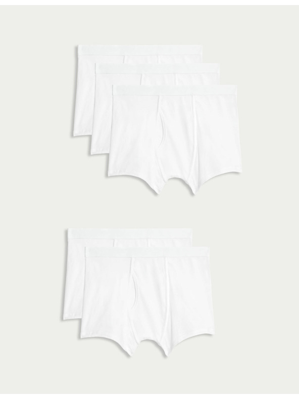 Marks & Spencer Strečové bavlnené šortky s technológiou Cool & Fresh™, 5 ks Marks & Spencer biele