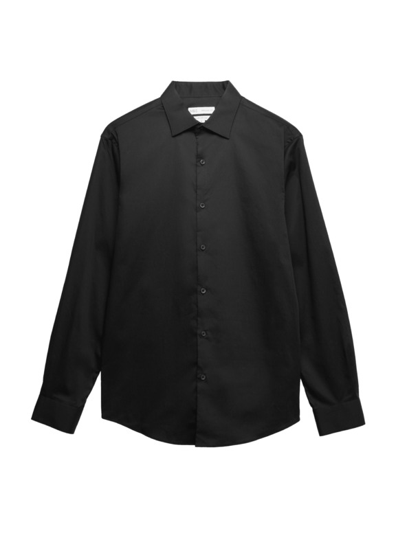 Marks & Spencer Čierna pánska bavlnená košeľa Marks & Spencer