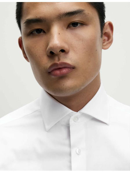 Marks & Spencer Luxusná bavlnená košeľa Marks & Spencer úzkeho strihu s dvojitými manžetami v bielej farbe