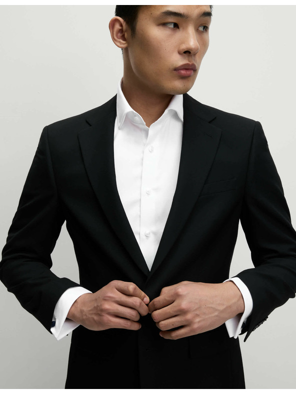 Marks & Spencer Luxusná bavlnená košeľa Marks & Spencer úzkeho strihu s dvojitými manžetami v bielej farbe