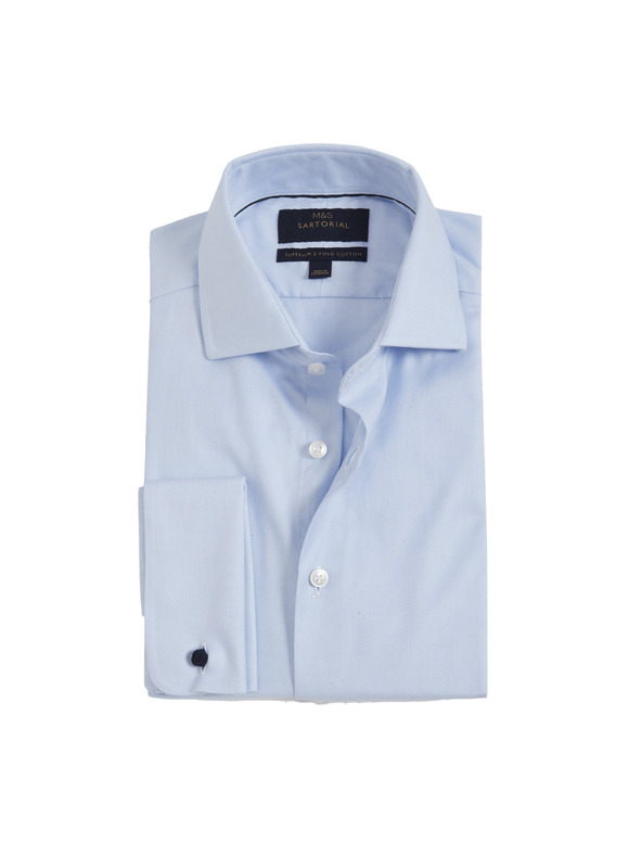 Marks & Spencer Mierne vypasované tričko z luxusnej bavlny s dvojitou manžetou Marks & Spencer