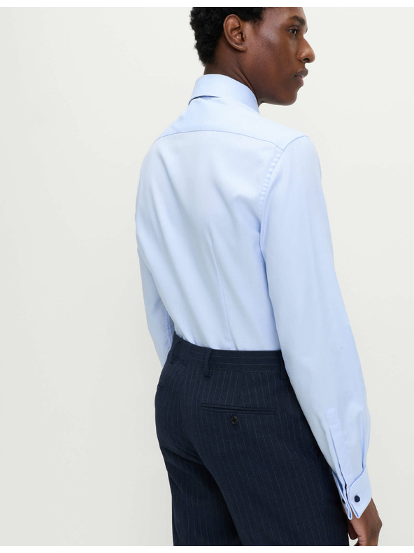 Marks & Spencer Košeľa slim fit z luxusnej bavlny s dvojitou manžetou Marks & Spencer modrá