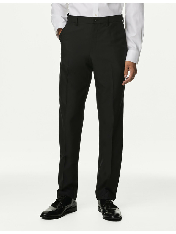 Marks & Spencer Hladké nohavice pre veľkých a vysokých, regular fit Marks & Spencer čierne