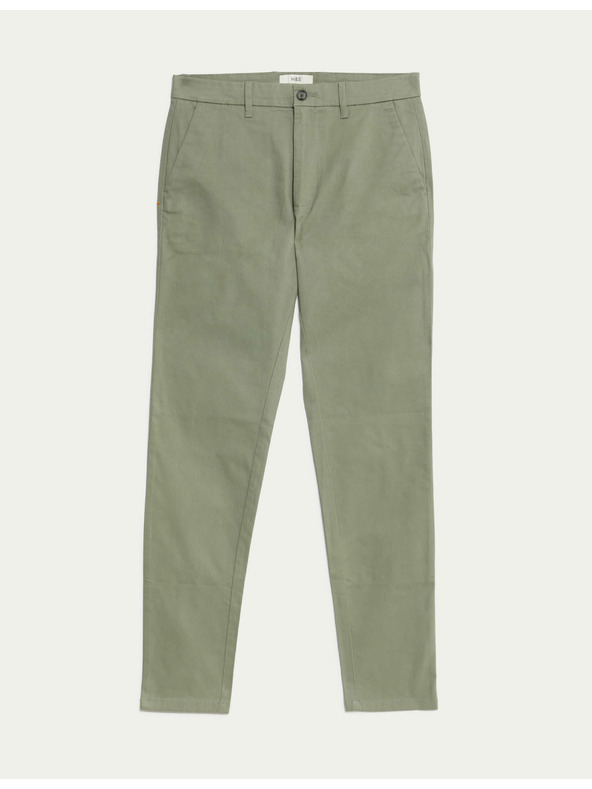 Marks & Spencer Elastické chino nohavice slim fit Marks & Spencer zelená