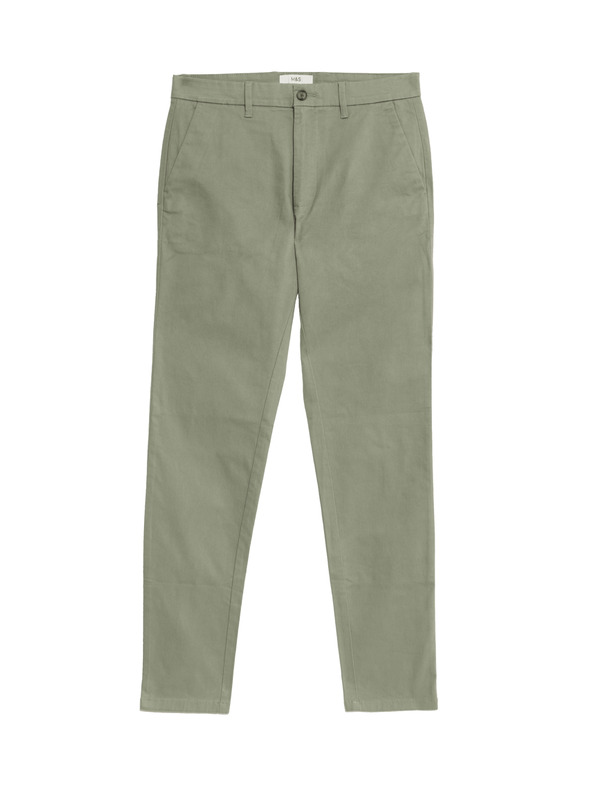 Marks & Spencer Elastické chino nohavice slim fit Marks & Spencer zelená