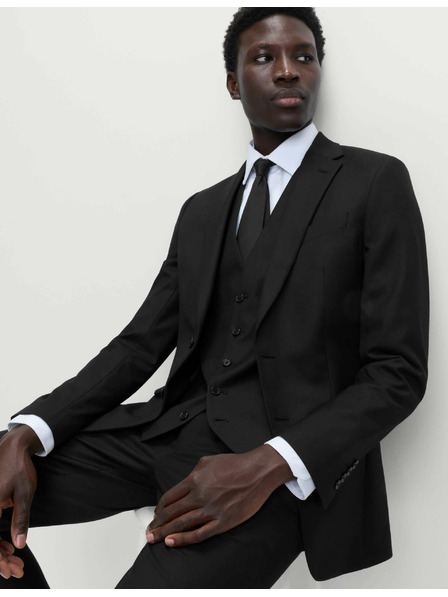 Marks & Spencer Čierne pánske sako úzkeho strihu Marks & Spencer