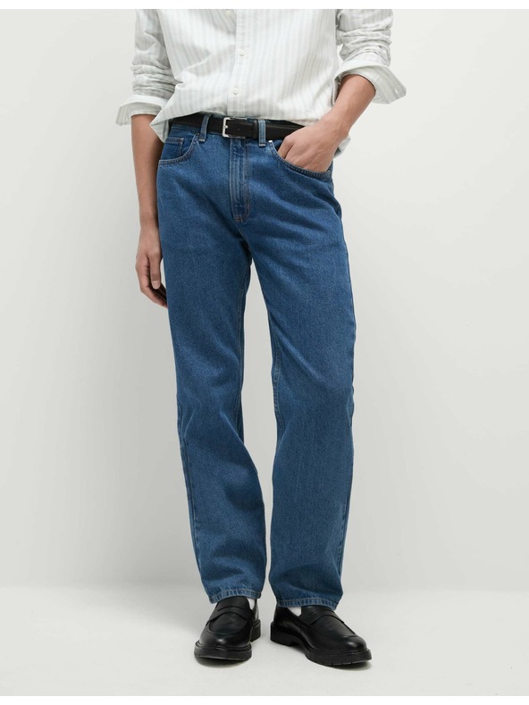 Marks & Spencer Modré pánske džínsy rovného strihu Marks & Spencer