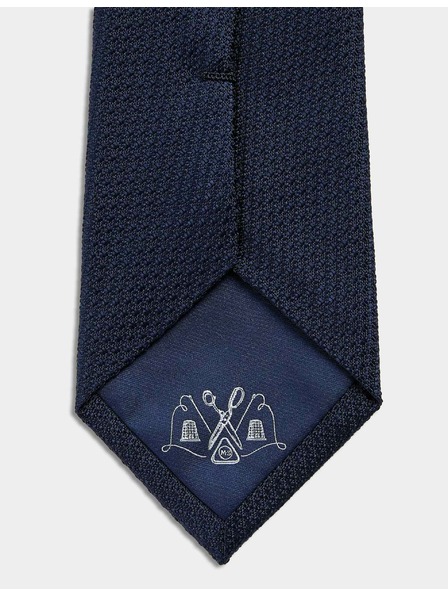 Marks & Spencer Tmavomodrá pánska kravata zo 100 % hodvábu s textúrou Marks & Spencer