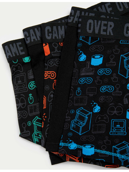 Marks & Spencer Bavlnené šortky so strečovým a herným motívom, 3 ks v balení (5-16 rokov) Marks & Spencer