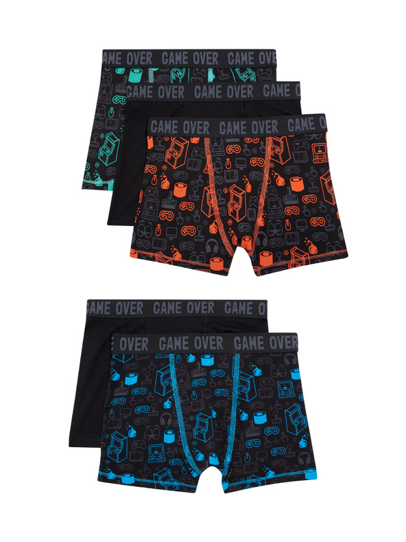 Marks & Spencer Bavlnené šortky so strečovým a herným motívom, 3 ks v balení (5-16 rokov) Marks & Spencer