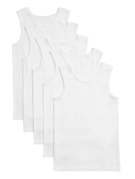 Marks & Spencer Biele detské tielka z čistej bavlny Marks & Spencer, 5 ks v balení (2-16 rokov)