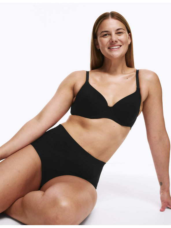 Marks & Spencer Bavlnené nohavičky s vysokým pásom, 3 ks Marks & Spencer čierne