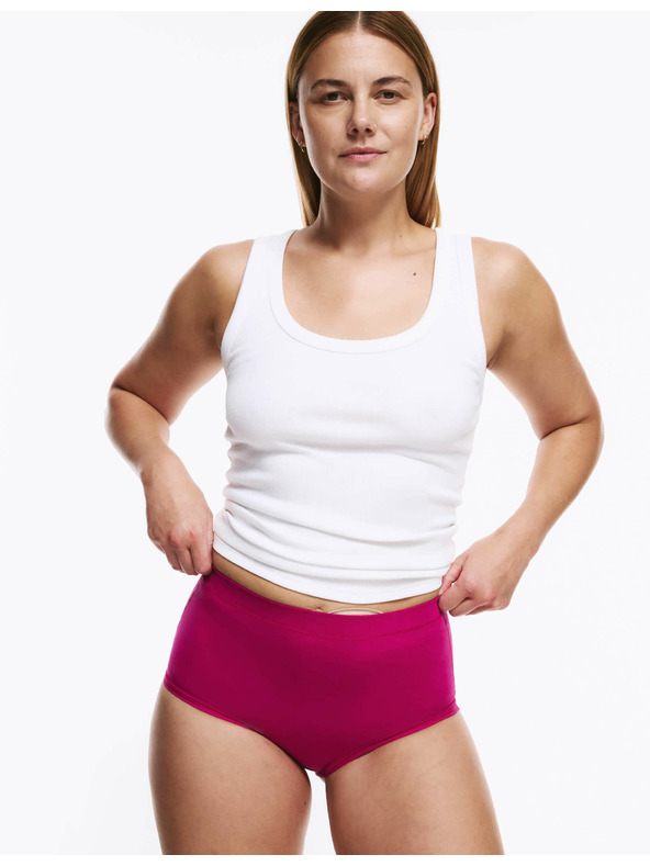 Marks & Spencer Stomové bavlnené nohavičky s vysokým pásom, 3 ks Marks & Spencer ružová