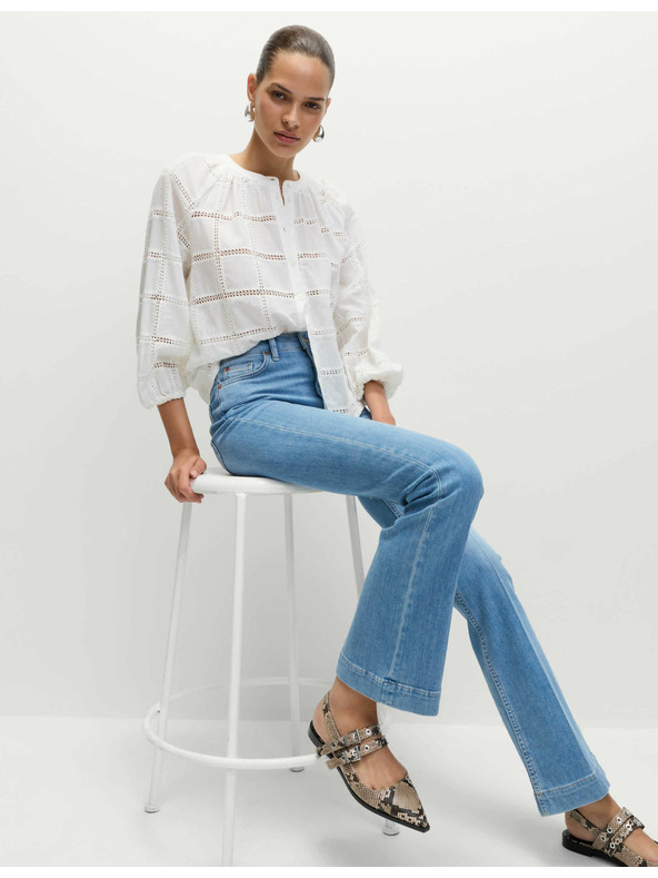 Marks & Spencer Modré dámske džínsy s vysokým pásom Marks & Spencer