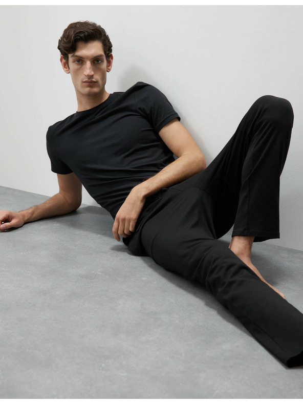 Marks & Spencer Čierne pánske pyžamové nohavice Supima® Marks & Spencer