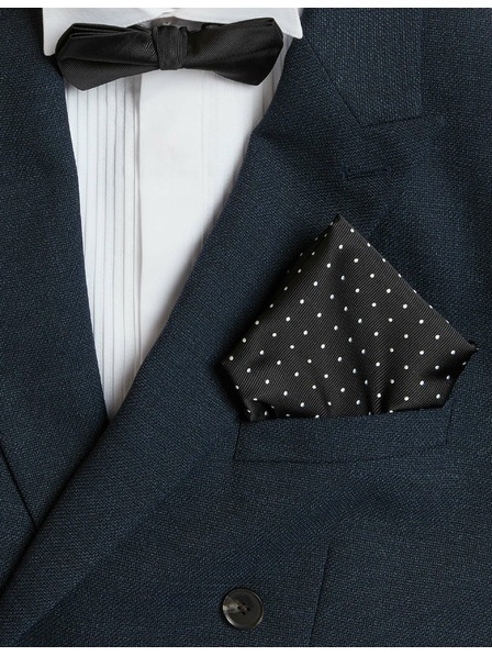 Marks & Spencer Súprava pánskej bodkovanej vreckovky a motýlika Marks & Spencer v čiernej farbe