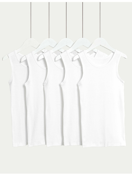 Marks & Spencer Čisté bavlnené tielka, 5 balení (2-16 rokov) Marks & Spencer biela