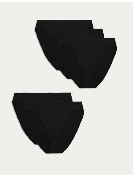 Marks & Spencer Sada 5 kusov nohavičiek do pása z bavlny a modalu, bez viditeľných lemov, vysoký strih Marks & Spencer čierna