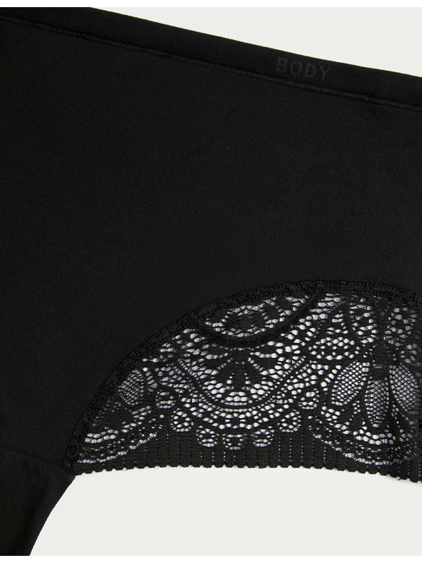 Marks & Spencer Súprava troch dámskych čipkovaných nohavičiek s vysokým pásom v čiernej farbe Marks & Spencer