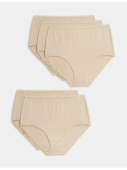 Marks & Spencer Dámska súprava piatich kusov nohavičiek Marks & Spencer v béžovej farbe