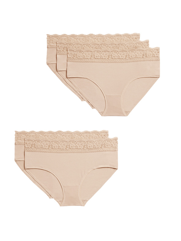 Marks & Spencer Dámska súprava piatich kusov nohavičiek Marks & Spencer v béžovej farbe