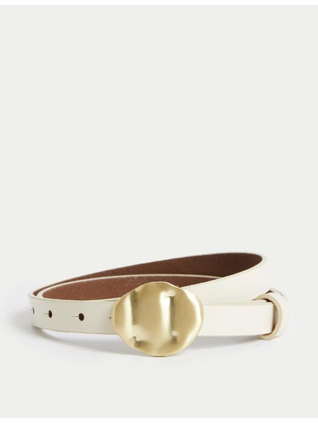 Marks & Spencer Kožený džínsový opasok so sponou Marks & Spencer sivobiely