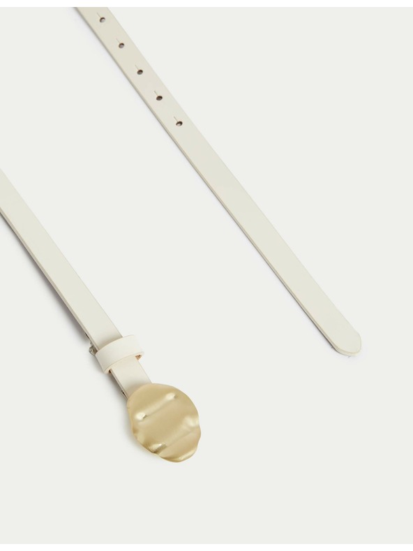 Marks & Spencer Kožený džínsový opasok so sponou Marks & Spencer sivobiely