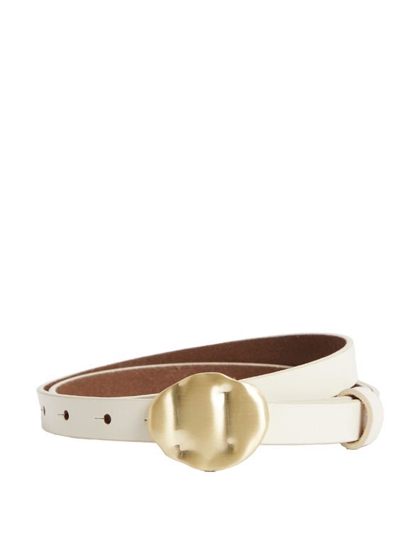 Marks & Spencer Kožený džínsový opasok so sponou Marks & Spencer sivobiely