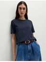 Marks & Spencer Tmavomodré dámske bavlnené základné tričko Marks & Spencer