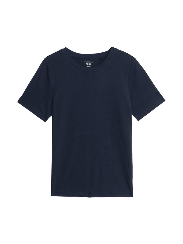 Marks & Spencer Tmavomodré dámske bavlnené základné tričko Marks & Spencer