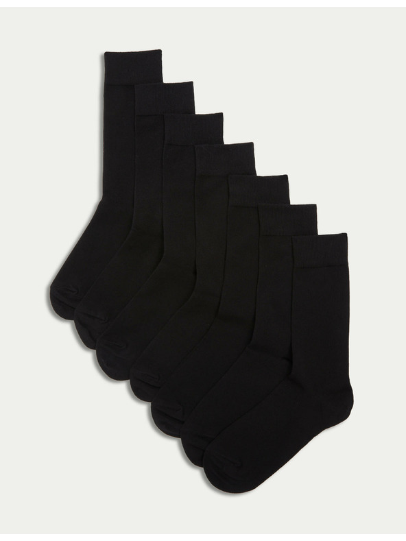 Marks & Spencer Sada siedmich párov čiernych pánskych ponožiek Marks & Spencer Cool & Fresh™