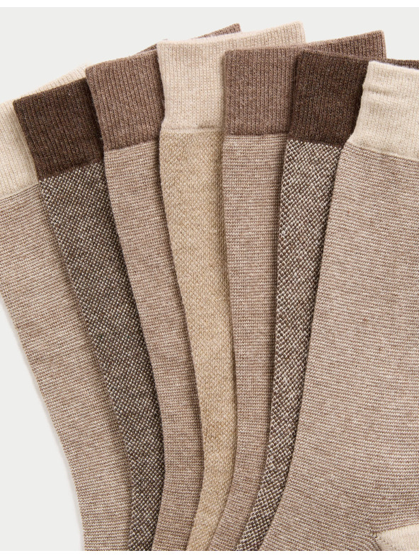 Marks & Spencer Sada siedmich párov pánskych ponožiek v hnedej farbe Marks & Spencer